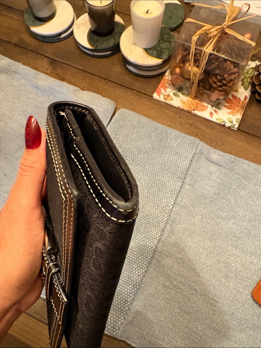 Coach Black Signature Continental Wallet with Gold Hardware - Picture 9 of 10